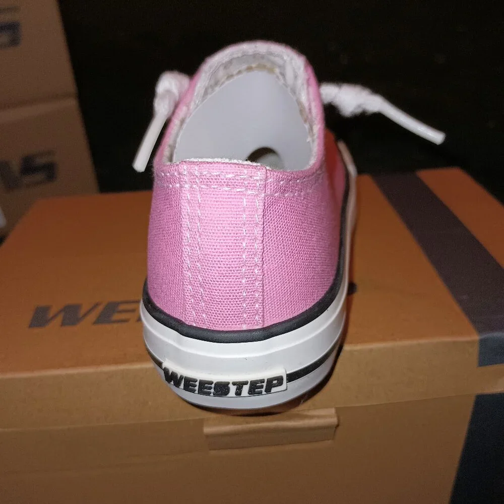 NWT Weestep Toddler Adjustable Lace Up Low Top Canvas Sneaker UNISEX Pink 9